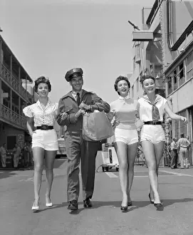 Postman Walking with Hollywood Actresses