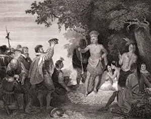 Respect Prints: Powhatan Being Crowned as Leader