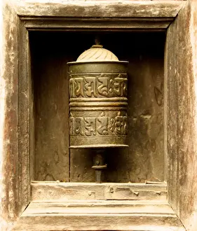 Temples Prints: Prayer mill in front of the Swayambunath Temple