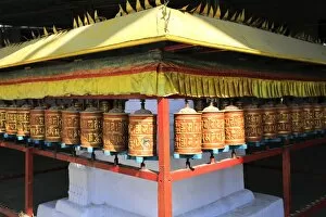Images Dated 8th November 2014: Prayer Wheels Buddhist Stupa, Monkey Temple