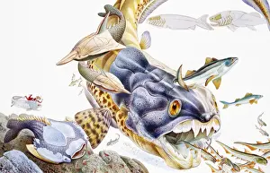 Prehistoric fish in ocean