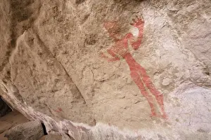 Prehistoric rock drawings in the Tadrart Valley, Akakus Mountains, Libyan Desert, Libya, Sahara, North Africa, Africa