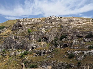 Images Dated 18th August 2016: Prehistoric Rock Dwellings In The Gravina of Matera, Basilicata, Southern Italy