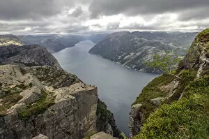 Images Dated 14th June 2012: Preikestolen, Pulpit Rock at Lysefjord, Rogaland province, Vestland or Western Norway, Norway