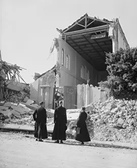 Earthquake Prints: Preists Gaze At Demolished Church