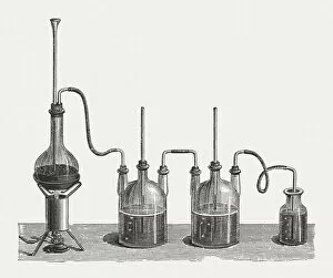 Preparation Gallery: Preparation of chlorine water, wood engraving, published in 1880