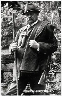 Homecoming Prints: Pres. Hindenburg; Holding Cane; 3/4 Leng