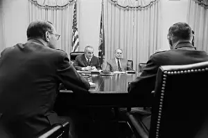 John P Prints: Pres. Johnson And Clifford Meet With Gen
