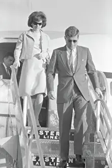 Disembarking Prints: Pres. And Mrs. John Kennedy Leave Plane