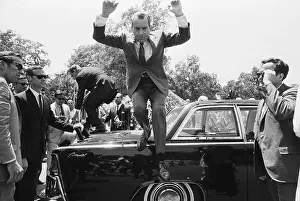 Limousine Prints: Pres. Nixon Jumps From Trunk Of Limo