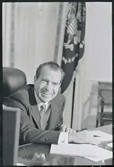 Pres. Richard Nixon Seated at His Desk