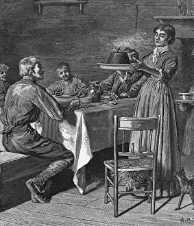 Dessert Prints: Presentation Of The Christmas Pudding