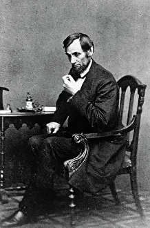 Easy Chair Prints: President Abraham Lincoln Sitting in Chair