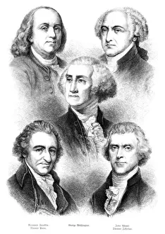 US President Benjamin Franklin Thomas Paine George Washington John Adams Thomas Jefferson