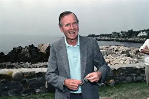 Kennebunkport Prints: President Bush Smiling at Press Conference