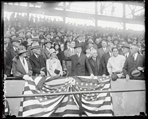 President Calvin Coolidge Throwing Baseball from Grandstands