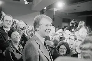 President Carter with Reporter Audience in Background