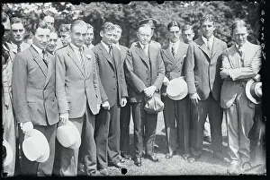 President Coolidge Posing with Track Athletes
