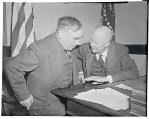 Joseph W Prints: President Eisenhower Conversing with Joseph Martin