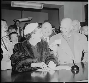 Gettysburg Prints: President Eisenhower Holding His Voter's Registration Card