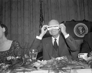 President Eisenhower Looking Through a Pair of Blinker Glasses