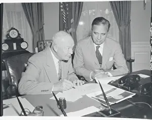 President Eisenhower Reviewing Bill with Prescott Bush