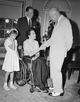 President Eisenhower Shaking Hands with Eva Kapus
