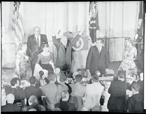 President Eisenhower Standing at the 1956 Campaign Meeting