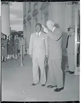 William V Prints: President Eisenhower Talking With William Tubman