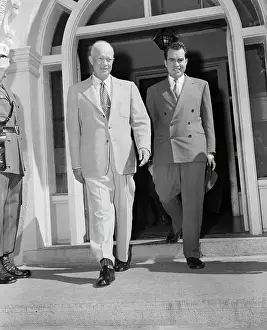 President Eisenhower Walking Next to Richard Nixon
