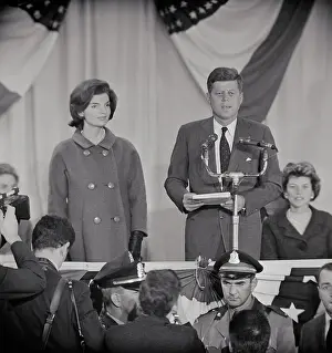 1960 Us Presidential Election Prints: President-Elect John Kennedy Delivering Acceptance Speech