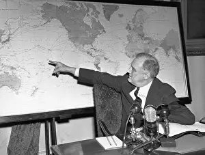 President Franklin D. Roosevelt Pointing at World Map