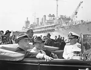 Democrat Prints: US President Franklin D. Roosevelt Viewing Warships