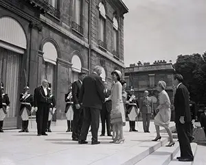 Palais De Lelysee Prints: President De Gaulle Welcoming Jacqueline Kennedy