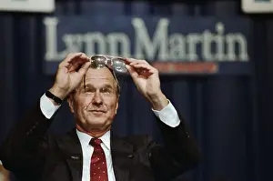 President George Bush Checking His Glasses