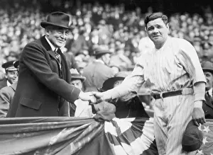 Harding Prints: President Harding and Babe Ruth Shaking Hands