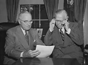 George C Prints: President Harry S. Truman with Defense Secretary George C. Marshall