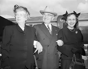 President Harry Truman with Bess and Margaret Truman