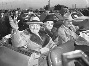 President Harry Truman Waves to Crowd in Parade