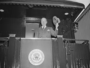 President Harry Truman Waving from Train