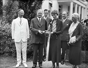 Company Vice President Prints: President Hoover Giving Medal to Amelia Earhart