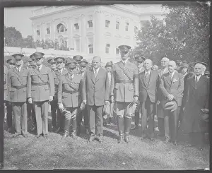 President Hoover Posing with Military Order Members