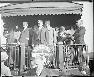 Rhetoric Prints: President Hoover Speaking at Microphone