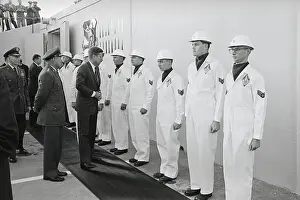 Hard Hat Prints: President John F. Kennedy Congratulating Crewmen