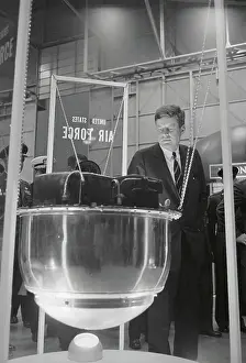 Missile Prints: President John F. Kennedy Looking at Part of Discoverer Missile