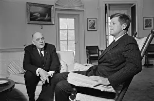 Psychiatrist Prints: President John F. Kennedy Speaking with Dr. William Menninger