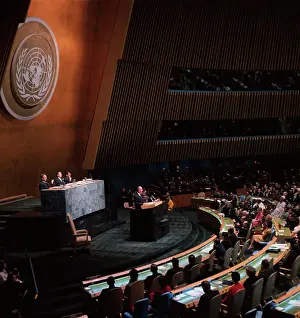 President Johnson Addressing United Nations General Assembly