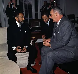 President Johnson Conferring with Haile Selassie