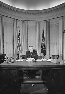 President Johnson at Desk in White House