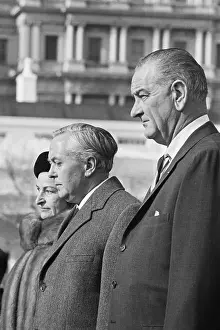 President Johnson With First Lady and Harold Wilson